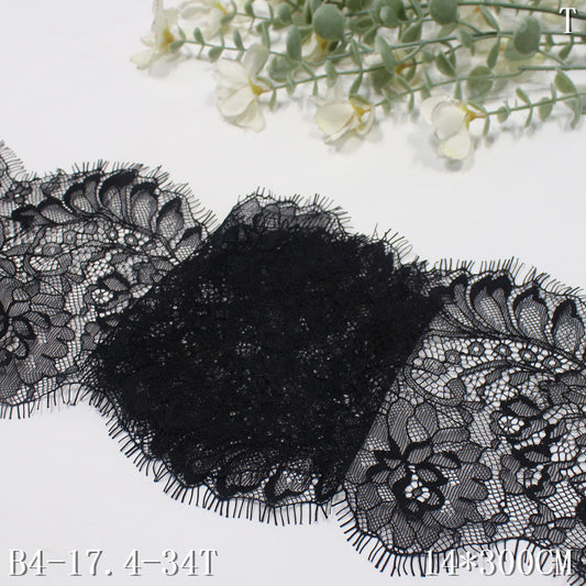 freedombeauty|Black and White Asymmetric Pattern Romantic Non-Elastic Eyelash Lace Lightweight Underwear Clothing Accessories Materials