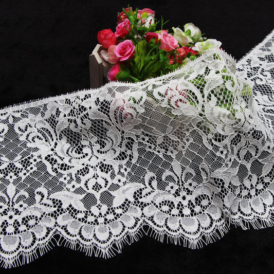 FREEDOMBEAUTY | Popular Women's Lace 20cm Exquisite Children's Lace Black and White Warp Knitted Nylon Eyelash Lace