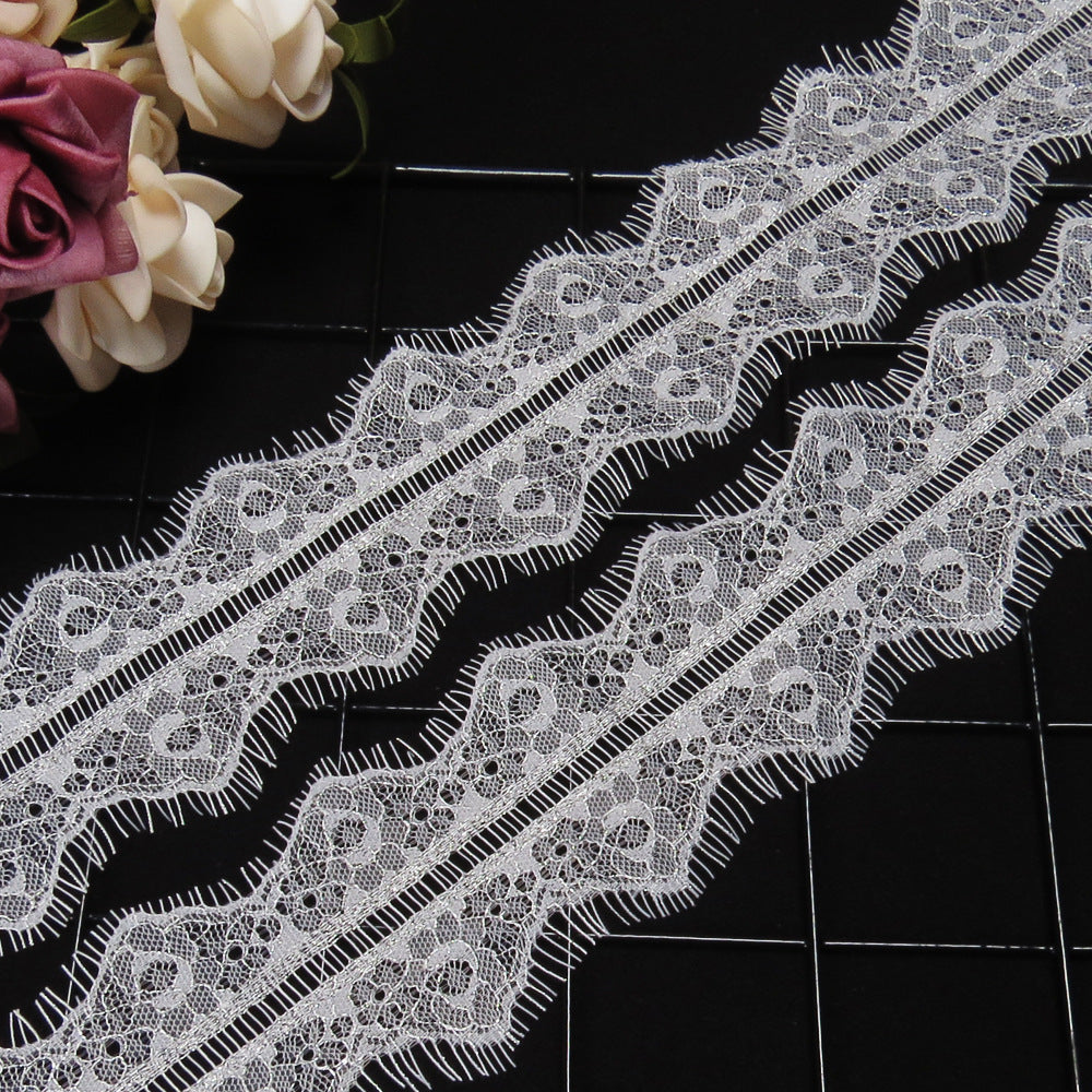 FREEDOMBEAUTY | Bilateral brocade polyester black and white with silver thread embroidery lace 7cm silver polyester silk lace underwear eyelashes pajama lace