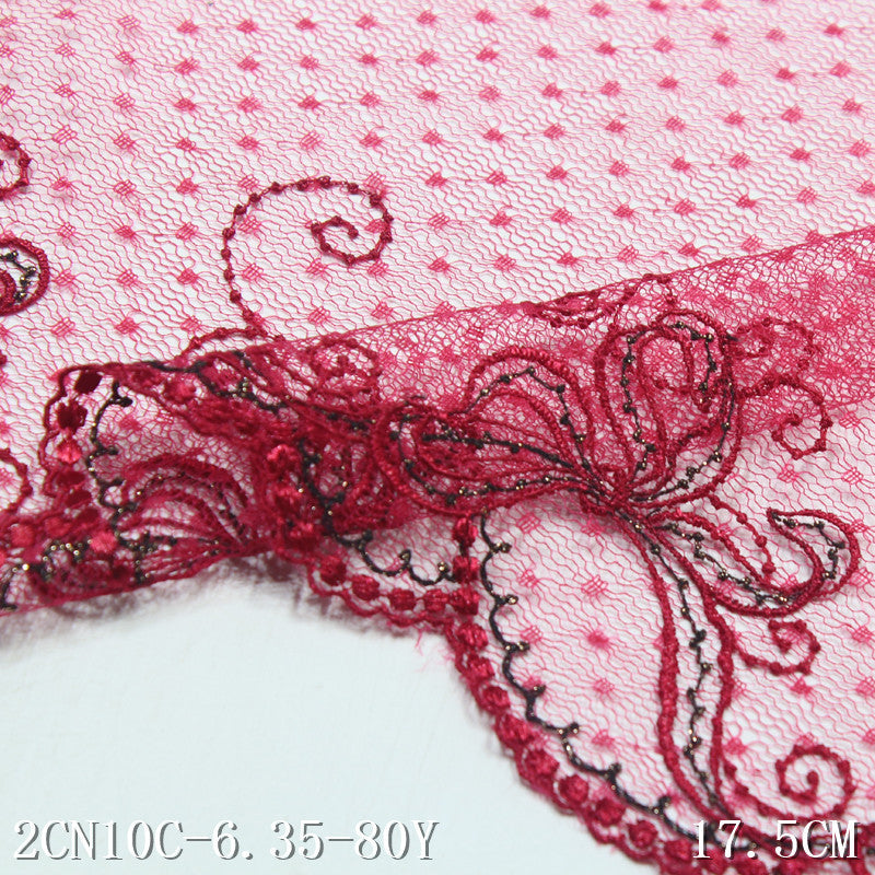 【1pack】-Freedombeauty | in Stock Red Lace Mesh Gold Thread Knitted Embroidery Curtain Lace Accessories Underwear Sofa Cushion