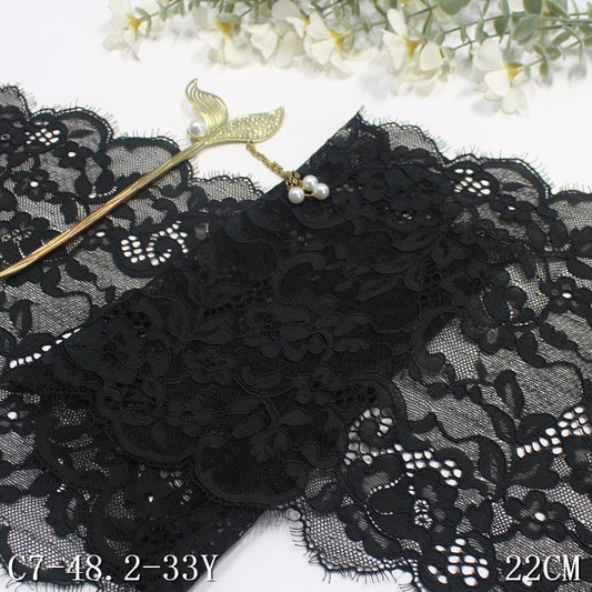 freedombeauty|Two-tone Double-sided Wavy Ancient Style Elastic Eyelash Lace Trim Ancient Hanfu Curtain 22cm Lace Trim Accessories