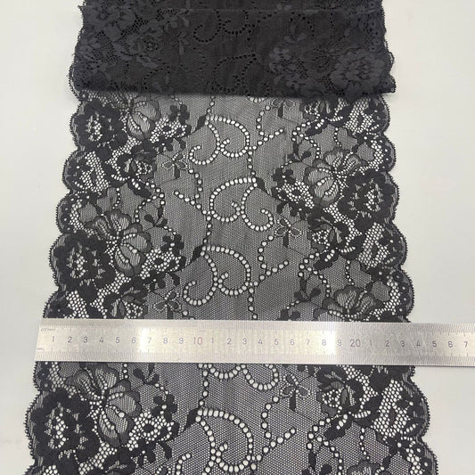 freedombeauty|24cm Lace Trim DIY Handmade Lingerie Wide Lace Trim Accessories Wavy Hem Wedding Dress Decoration