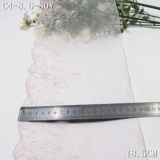 【1Pack】-Freedombeauty | French minimalist lavender mesh yarn unilateral tracing flower embroidery 18.5cm clothing accessories