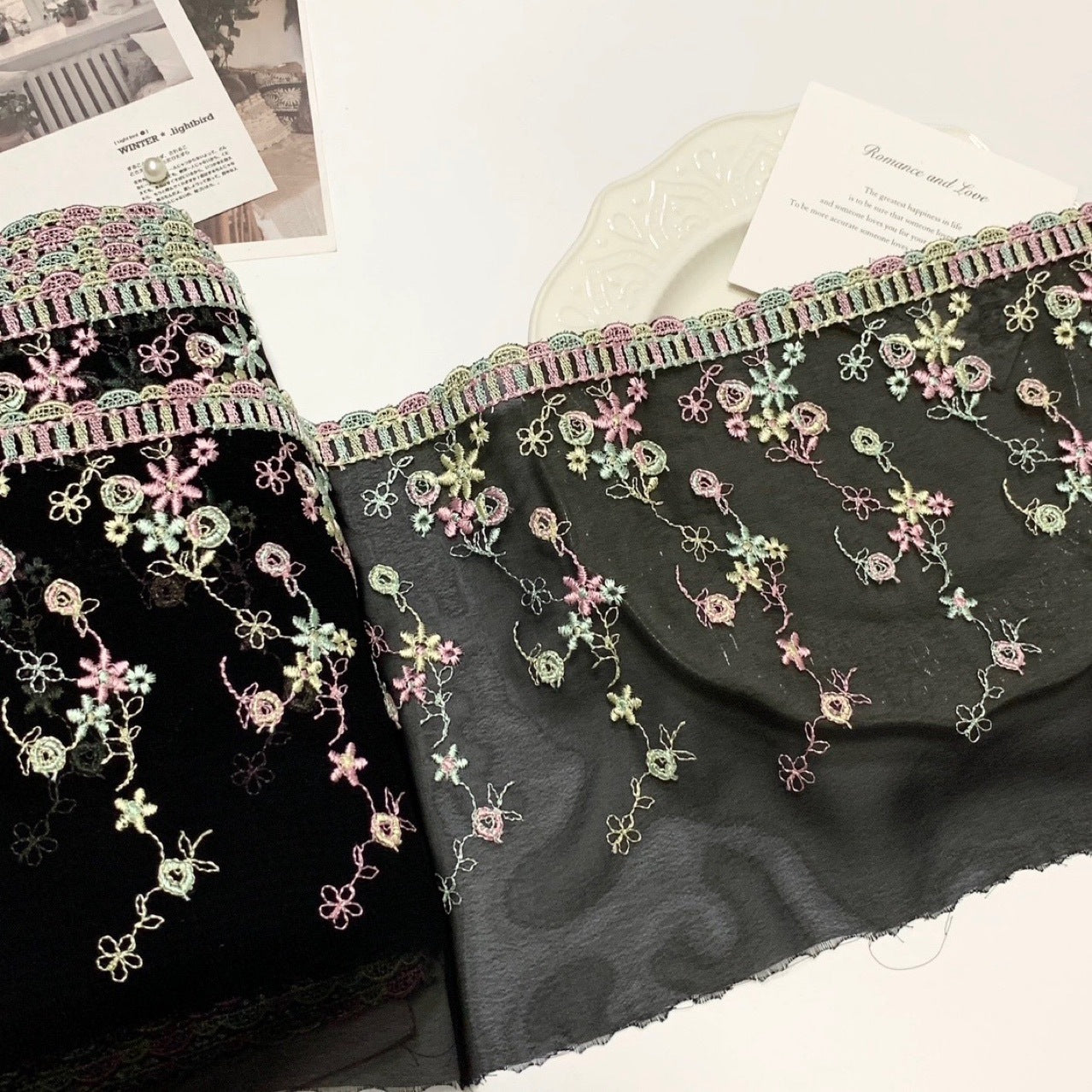 FREEDOMBEAUTY | Spot Macaron Chiffon Embroidery Lace Accessories Decorative Fabric Design DIY Apparel