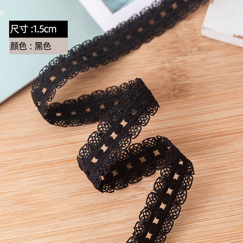 FREEDOMBEAUTY | Manufacturer supplies 1.5cm polka dot flower bud knitted elastic elastic ribbon clothing decorative webbing black and white spot