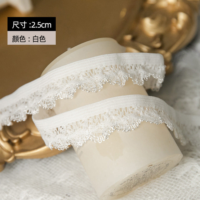 FREEDOMBEAUTY | Factory direct supply 2.5cm gold/silver/white, knitted nylon elastic flower bud belt, toy decorative webbing