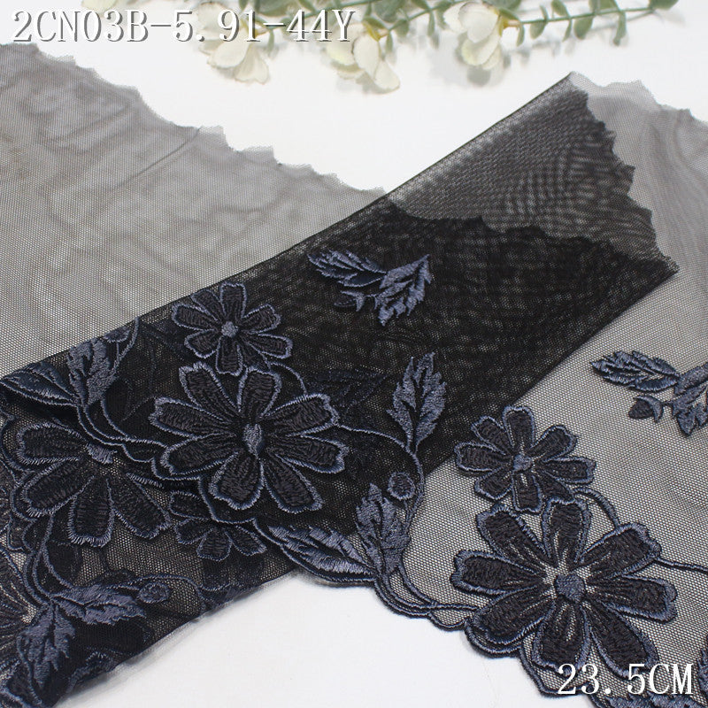 FREEDOMBEAUTY | Vintage Flower Black Mesh Embroidery Lace, Clothing Underwear Home Curtain Lace Accessories