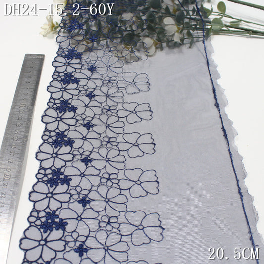 FREEDOMBEAUTY | Navy blue half-width flower light mesh embroidery lace, clothing underwear lace accessories DIY