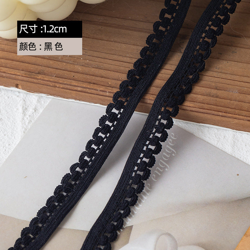 FREEDOMBEAUTY | Factory direct 1.2CM nylon elastic hollow bud belt DIY women's underwear edge pressing decorative elastic bud belt