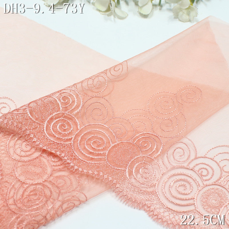 FREEDOMBEAUTY | Chinese auspicious cloud roll pattern three-color light and thin mesh embroidery lace, Hanfu cheongsam neckline lace accessories