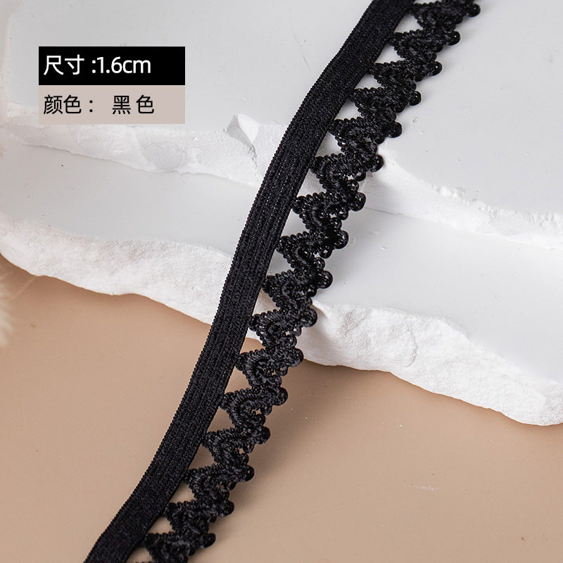 FREEDOMBEAUTY | Factory direct 1.6CM big crown elastic flower bud elastic band black and white spot women's underwear elastic webbing