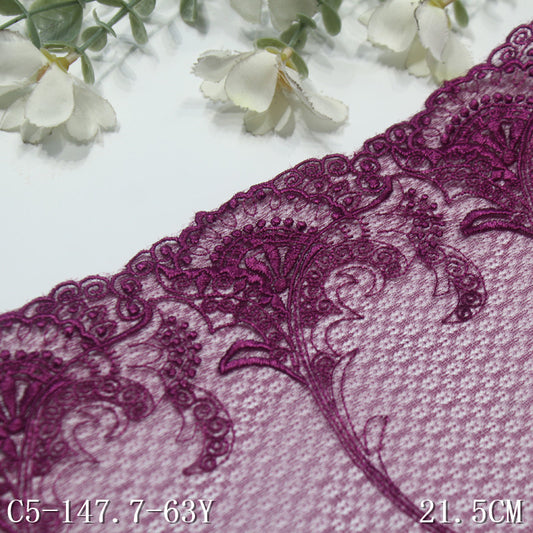 FREEDOMBEAUTY | Dark Purple Lace Mesh Embroidery Lace Classical Flowers, Clothing Home Textiles DIY Lace Lace Accessories