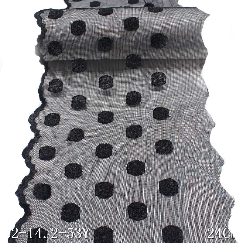 FREEDOMBEAUTY | Black Mesh Spotted Polyester Thread Embroidery Lace, Accessories Wholesale Curtains Clothing Accessories Textile Accessories