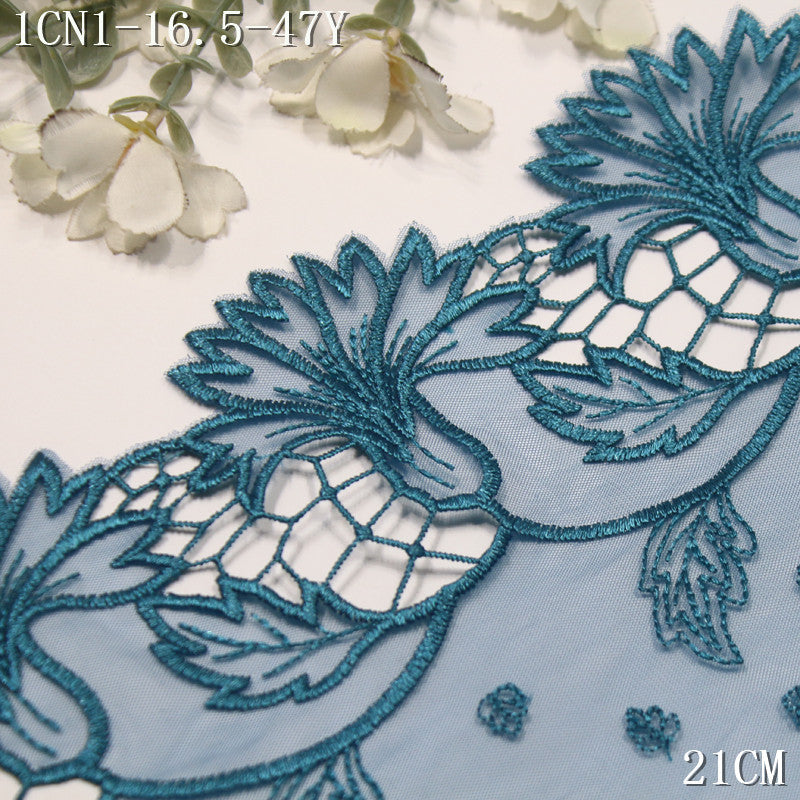 FREEDOMBEAUTY | Spot Navy blue light mesh yarn water-soluble embroidery lace retro flowers, stage clothing accessories lace accessories