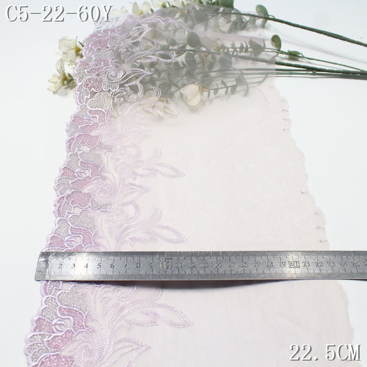 FREEDOMBEAUTY | Classical National Style Silver Thread Roll Grass Phoenix Feather Mesh Embroidery Lace, Hanfu Ancient Dress Lace Accessories