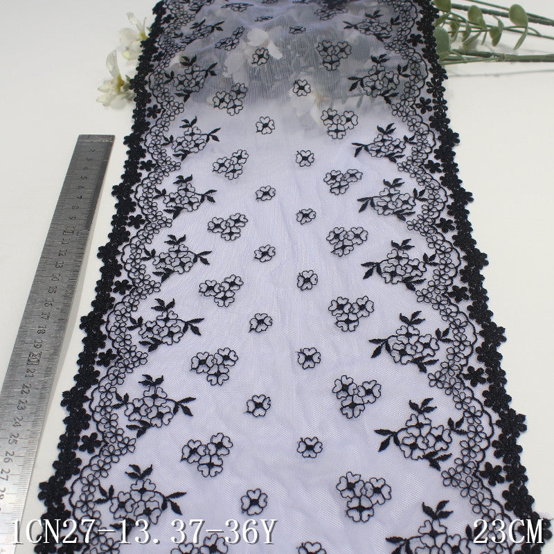 FREEDOMBEAUTY | Light purple mesh embroidered lace double-sided floral 23cm dress wedding dress DIY lace lace accessories