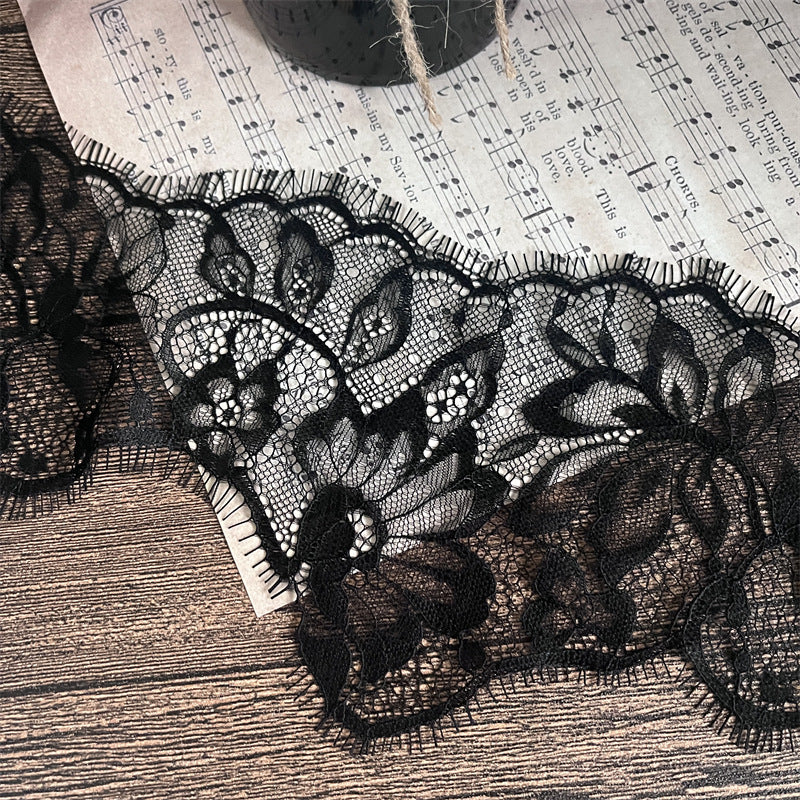 FREEDOMBEAUTY | Factory direct sales spot French 13cm non-elastic eyelash lace, handmade DIY wedding dress eyelash lace supplement