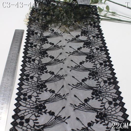 FREEDOMBEAUTY | Spot black mesh embroidery lace bilateral radioactive pattern, fashion underwear accessories lace lace accessories