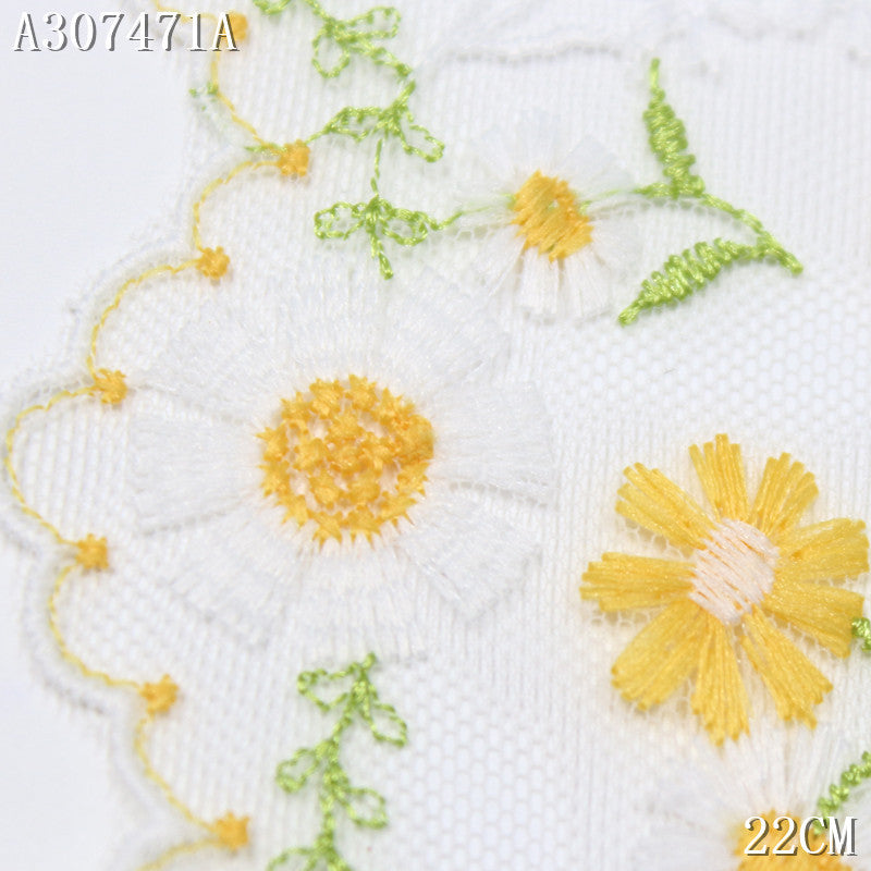FREEDOMBEAUTY | Boutique Summer Daisies Fresh Mesh Embroidery Lace, Pastoral Clothing Merchandise Lace Accessories