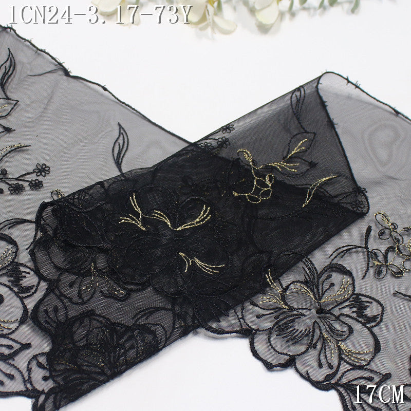FREEDOMBEAUTY | Beauty Delicate Silver Gold Thread Flower Mesh Embroidery Lace 21cm Clothing Underwear Skirt Lace Accessories