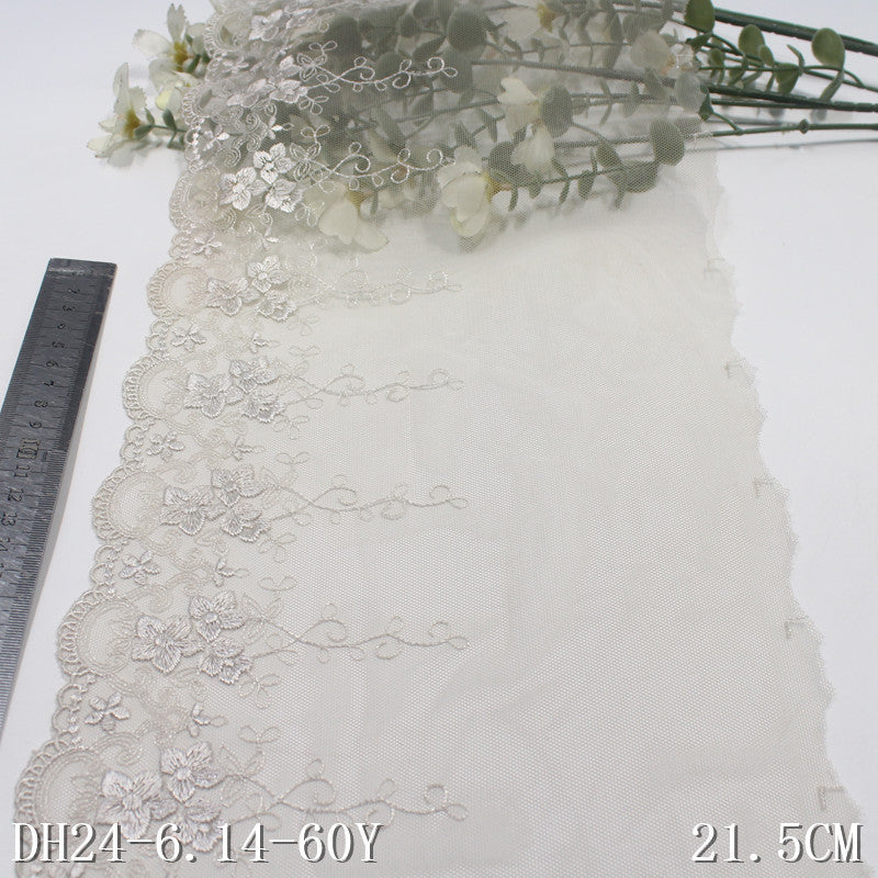 FREEDOMBEAUTY | Gray wheat Korean small flower mesh yarn embroidered lace 21cm clothing skirt underwear lace accessories