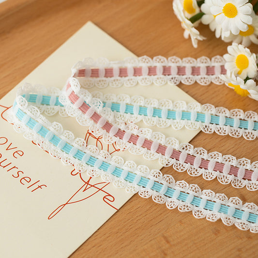 FREEDOMBEAUTY | Factory Direct 1.7CM Blue, Pink Ball Bilateral Mesh Bud Elastic Strap DIY Toy Doll Decorative Elastic