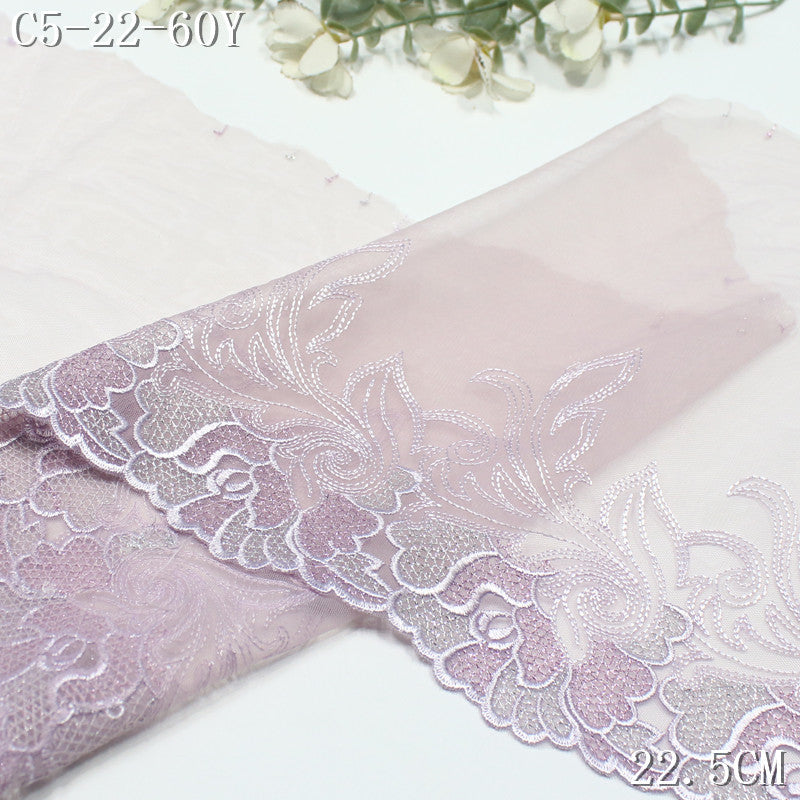 FREEDOMBEAUTY | Classical National Style Silver Thread Roll Grass Phoenix Feather Mesh Embroidery Lace, Hanfu Ancient Dress Lace Accessories