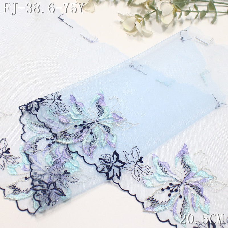 FREEDOMBEAUTY | Dream Fairy Two-Color Gold Thread Flower Mesh Embroidery Lace, Hanfu Skirt DIY Dress Lace Accessories