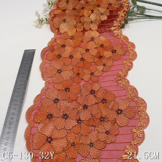 FREEDOMBEAUTY | Classical high-luxury polyester thread flower mesh embroidery lace, high-end performance clothes, home textiles, handmade accessories