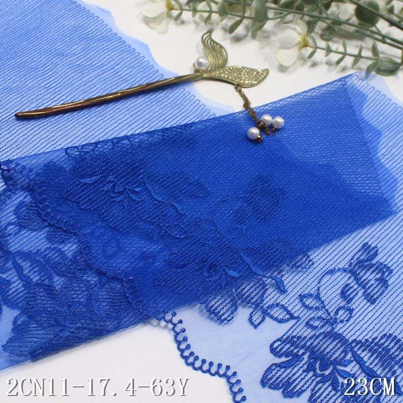 FREEDOMBEAUTY | Blue Vertical Stripe Classical Flower Mesh Embroidery Lace DIY Cuffs Dress Lace Lace Accessories