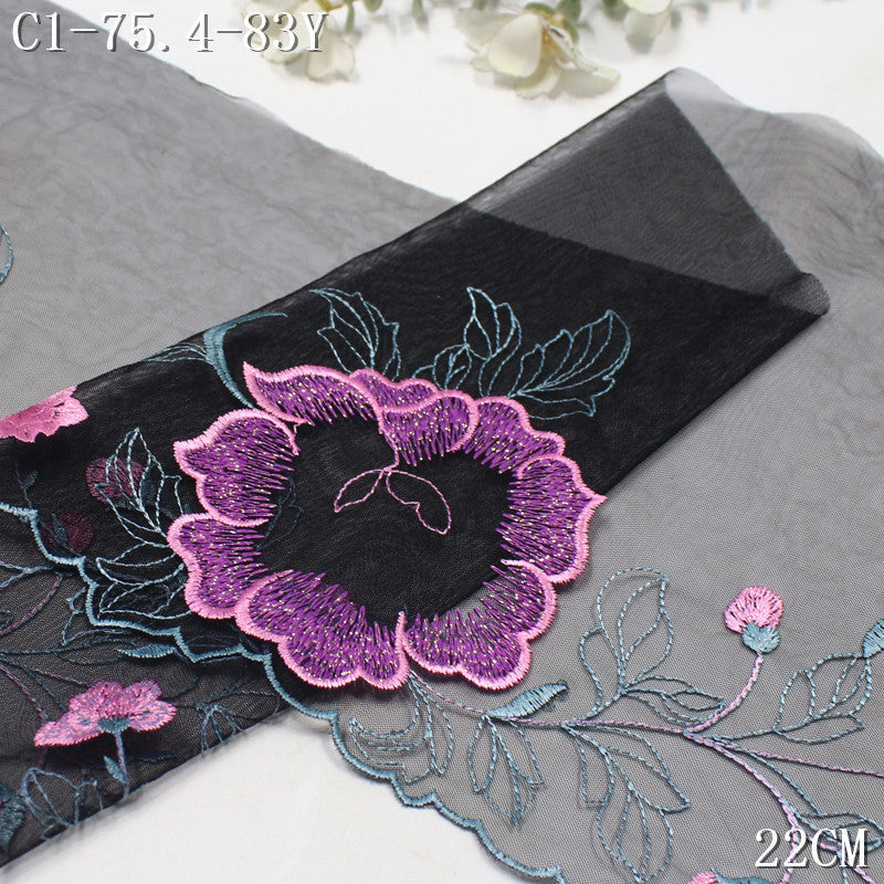 FREEDOMBEAUTY | Chinese classical silver thread petal circle branches and leaves mesh embroidery lace, Hanfu cheongsam lace DIY
