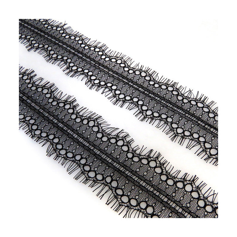 FREEDOMBEAUTY | Black and white eyelashes bilateral 7.5cm non-elastic lace underwear fabric, wedding dress women's underwear lace