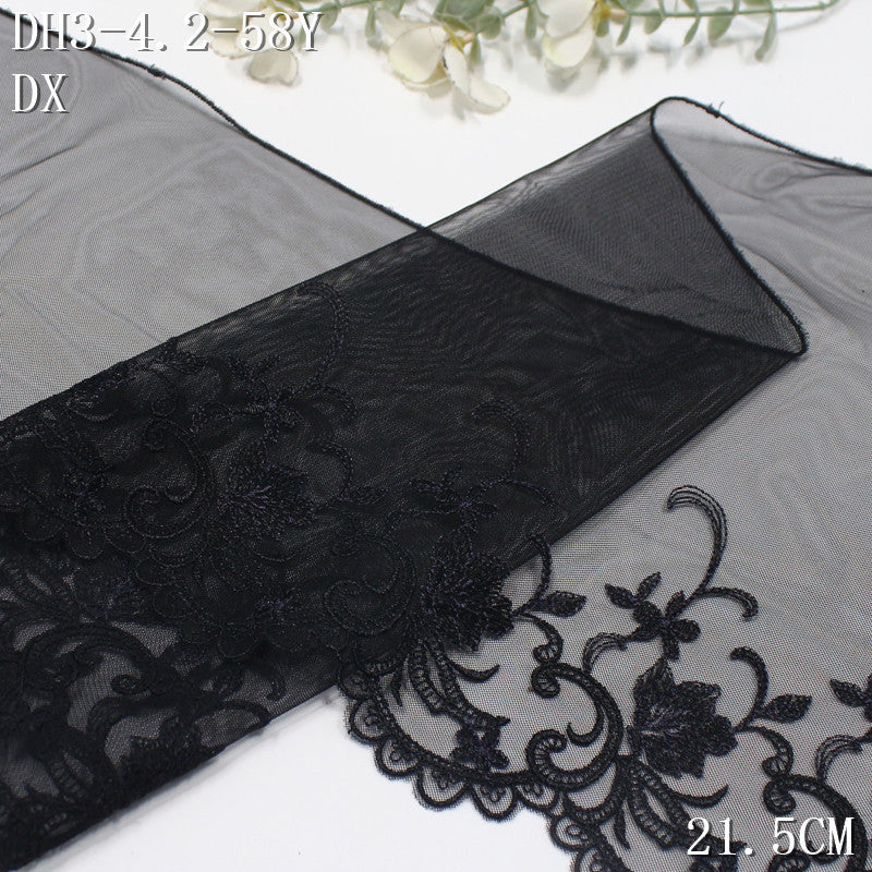 FREEDOMBEAUTY | Vintage elegant curly grass pattern black mesh embroidery lace, clothing underwear home accessories