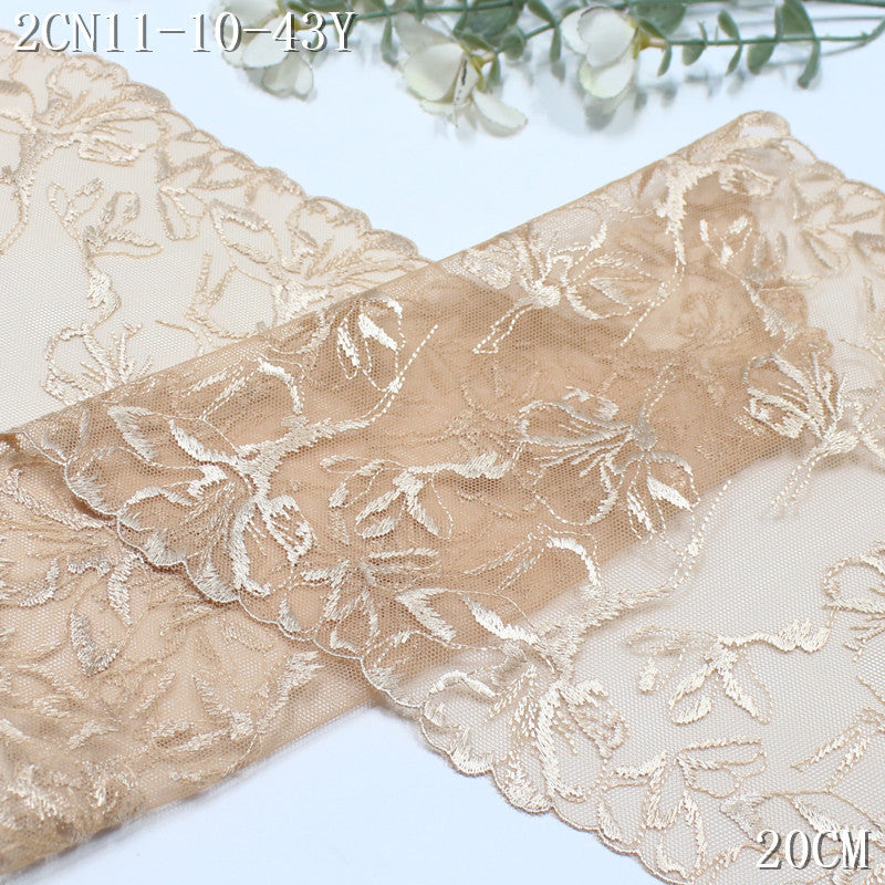 FREEDOMBEAUTY | European retro flower skin tone mesh embroidery lace 20cm clothing lingerie lace accessories