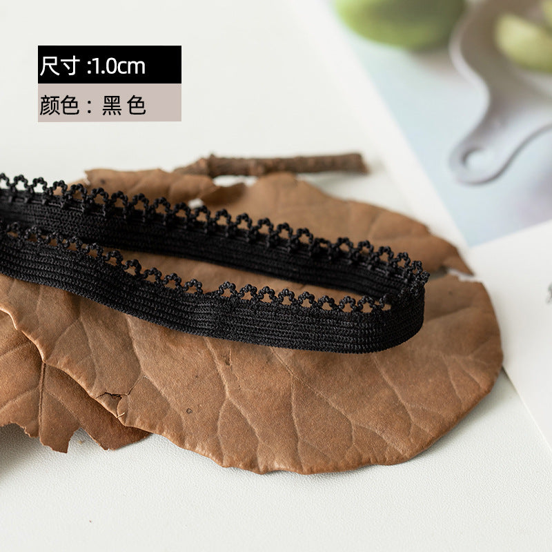 FREEDOMBEAUTY | Factory Direct 1.0CM Small Triangular Bud Elastic Lace Elastic Band, Women's Underwear Embossing Decorative Bud Belt