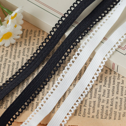FREEDOMBEAUTY | Factory direct 1.2CM nylon elastic bud belt black and white spot, handmade DIY women's underwear decorative elastic