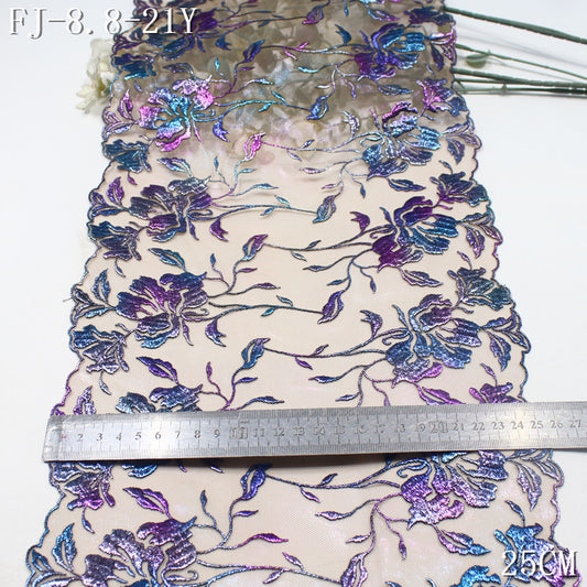 FREEDOMBEAUTY | Symphony Cyberpunk bronzing flower mesh embroidery lace, trendy stage clothing dressing accessories DIY