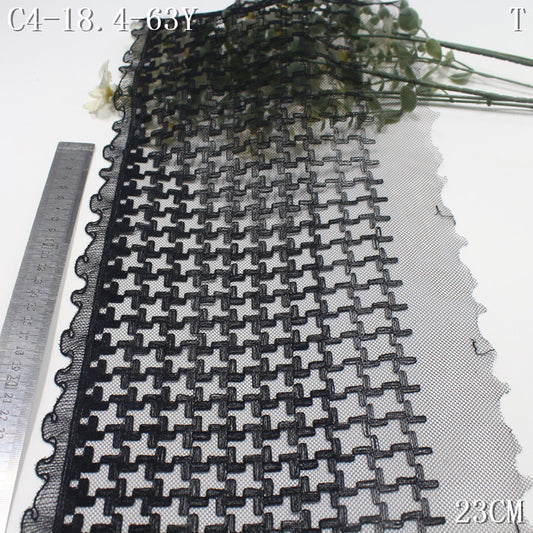 FREEDOMBEAUTY | Spot wholesale black mesh small fragrant wind thousand bird grid embroidery lace, clothing shawl curtain lace accessories DIY