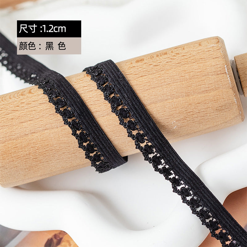 FREEDOMBEAUTY | Factory direct 1.2CM nylon lantern flower bud belt, black and white spot, underwear clothing elastic elastic band