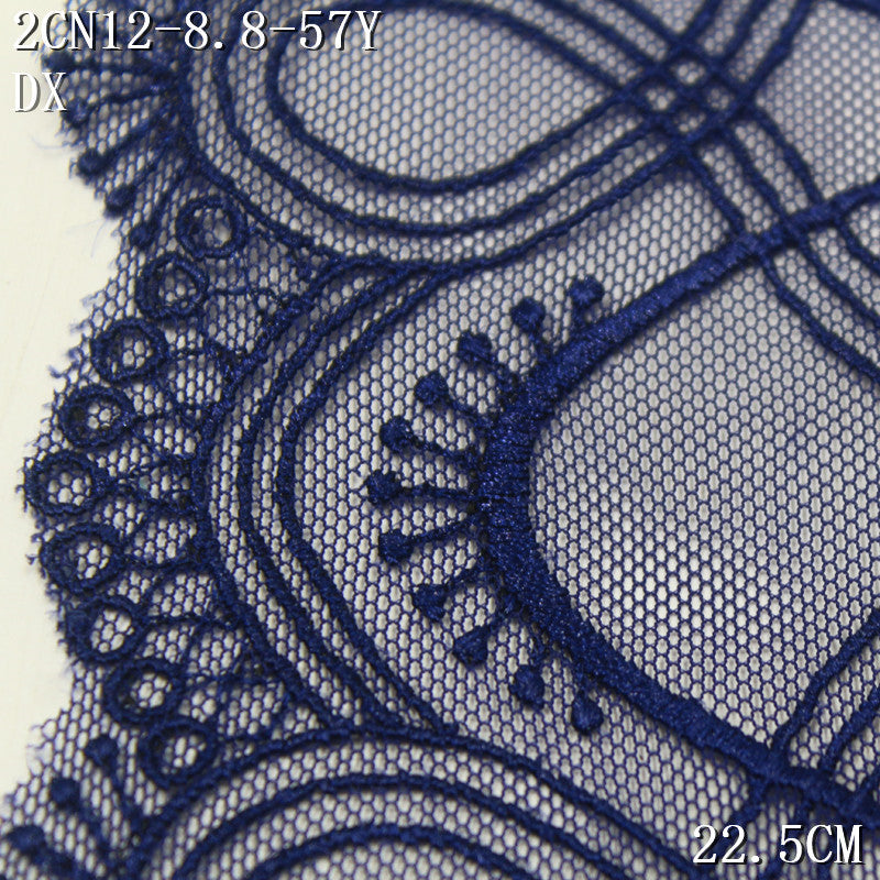 FREEDOMBEAUTY | Navy blue mesh embroidery lace tracing oval pattern 22.5cm clothing home textile tablecloth accessories