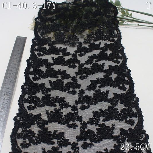 FREEDOMBEAUTY | Fashion mesh embroidery lace black full pattern 23.5cm skirt decoration clothing lace accessories