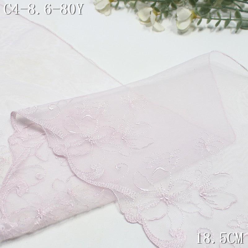 【1Pack】-Freedombeauty | French minimalist lavender mesh yarn unilateral tracing flower embroidery 18.5cm clothing accessories