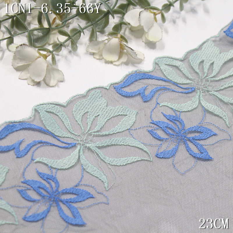 FREEDOMBEAUTY | Dark grey mesh two-color flower embroidery lace 23cm modern clothing handmade accessories lace accessories