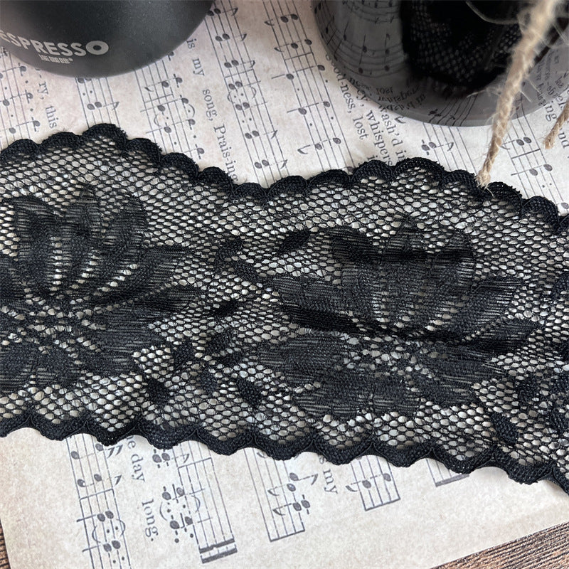 FREEDOMBEAUTY | Factory direct sales, elegant hollow 11-leaf flower hollow wavy pattern 9CM elastic lace accessories DIY handmade