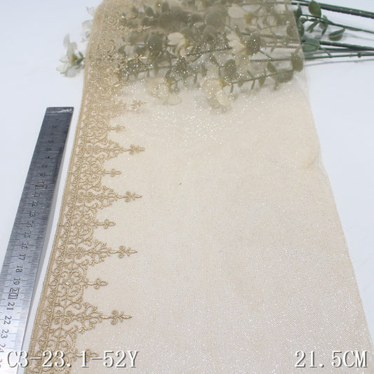 FREEDOMBEAUTY | Wheat fine flash mesh retro pattern embroidery lace, high-end dress skirt lace accessories