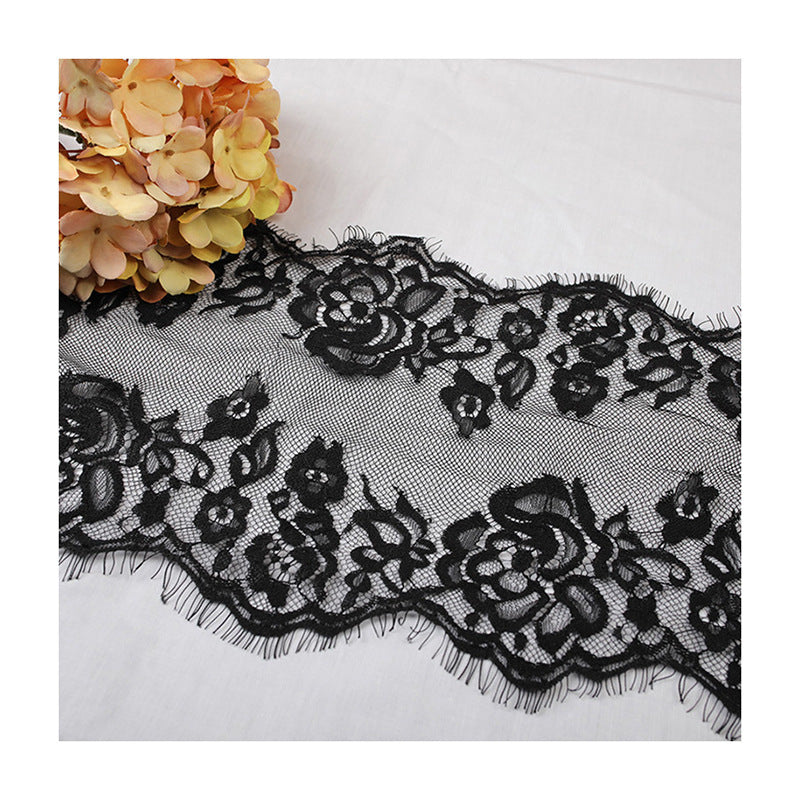 FREEDOMBEAUTY | New, high-quality 23cm black and white eyelashes lace DIY skirt clothing wedding dress material