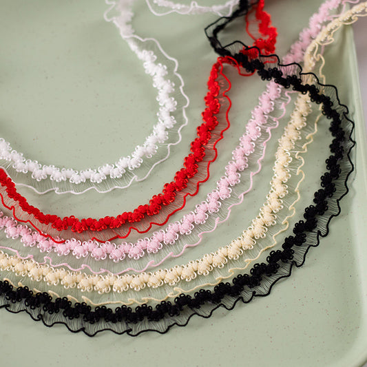 FREEDOMBEAUTY | 1.5cm color nylon crown fish silk elastic elastic band toy clothing decorative fish silk lace, factory spot