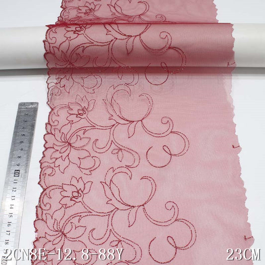FREEDOMBEAUTY | Red mesh silver thread pattern embroidery lace 23cm clothing home textile home lace lace accessories