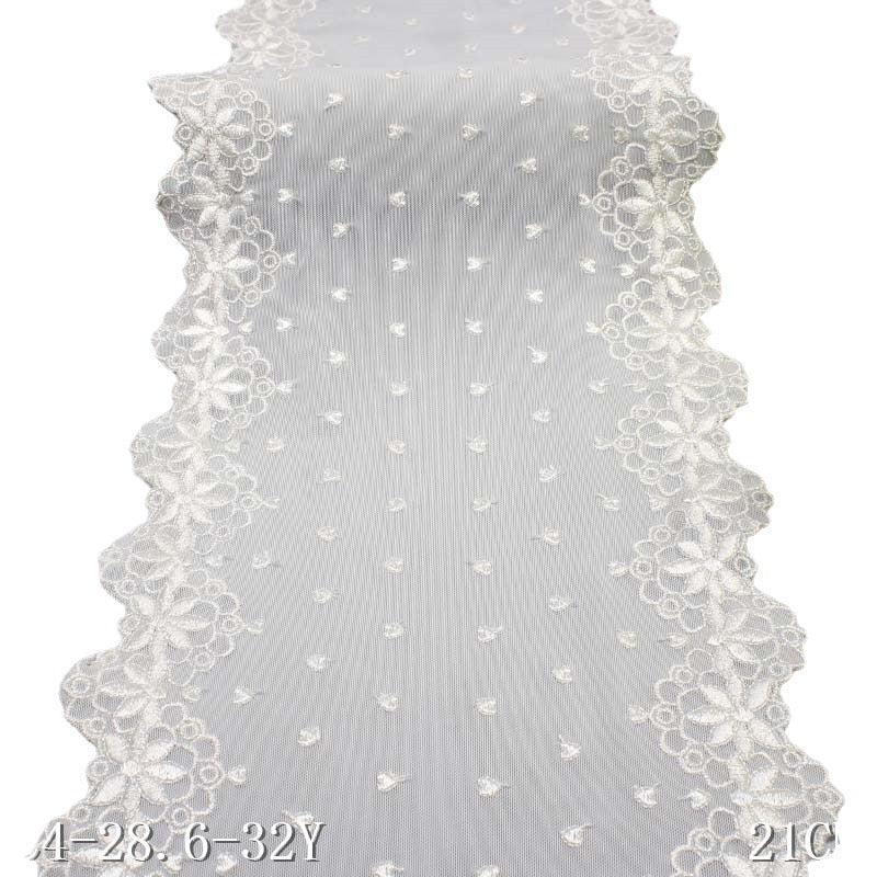 FREEDOMBEAUTY | Beige Medium Mesh Bilateral Polyester Thread Embroidery Lace, Wholesale Accessories Curtain Sofa Cushion DIY Lace