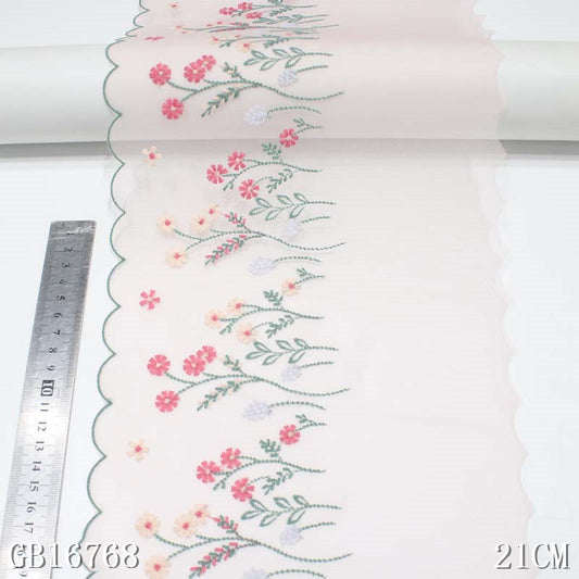 FREEDOMBEAUTY | Light pink boutique mesh yarn Japanese small flower embroidery lace 22cm small suspender skirt jewelry DIY accessories